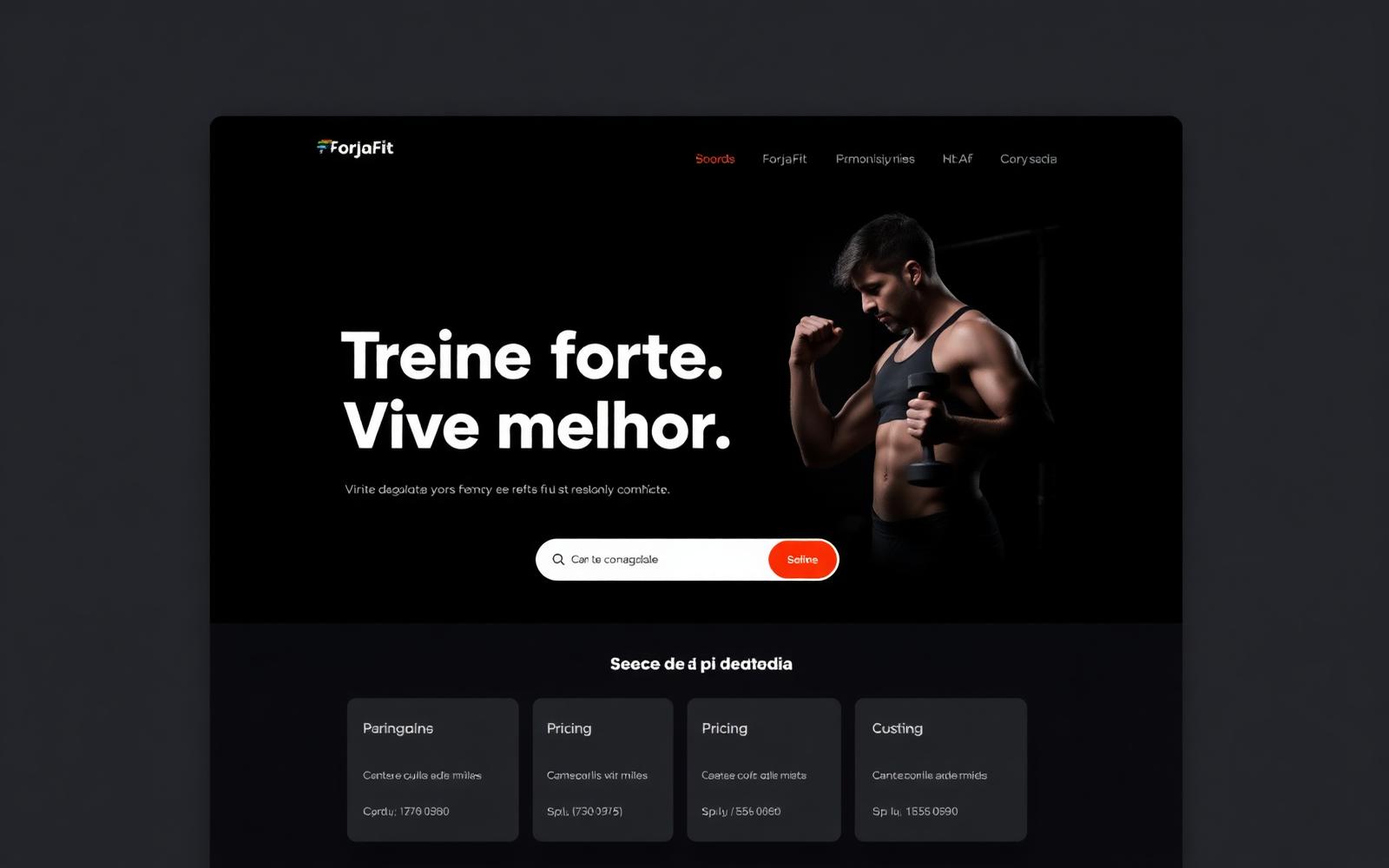 Modelo de landing page para academia criado pela GS Marketing